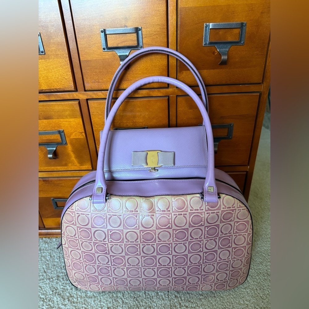 Authentic Salvador Ferragamo bowling bag and matching wallet. Awesome set